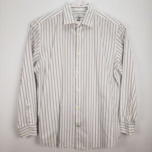 Banana Republic Mens Shirt XL Fitted White Striped Long Sleeve Button Up Dress